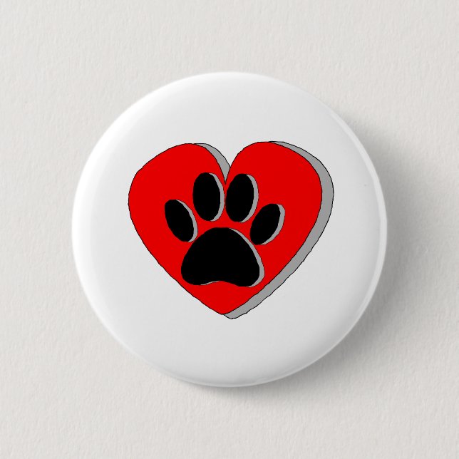 Dog Paw Heart Drawing Button (Front)