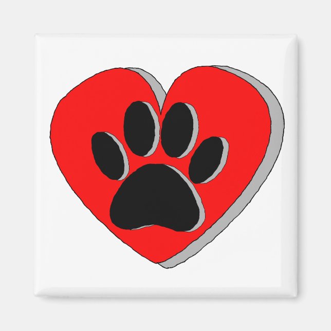 Dog Paw Heart Drawing Magnet (Front)
