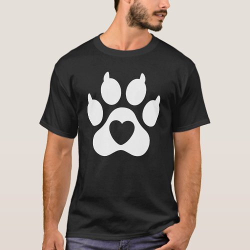 Dog Paw Heart Love _ Puppy Dog Lover T_Shirt