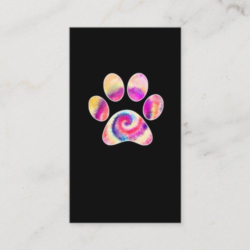 Dog Paw Imprint Dog Lover Tie Dye Paw Business Card