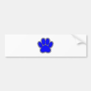 Dog Paw In Blue With Outlines Bumper Sticker
