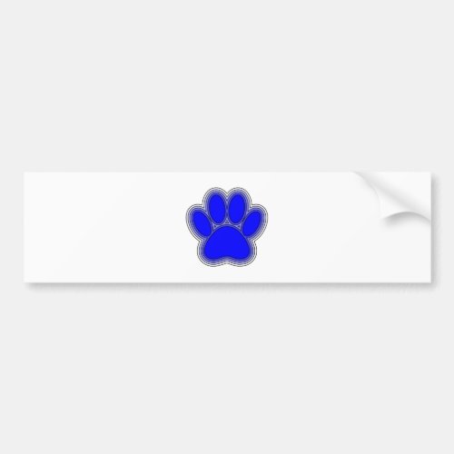 Dog Paw In Blue With Outlines Bumper Sticker