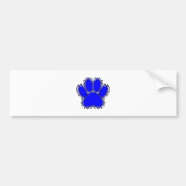 Dog Paw In Blue With Outlines Bumper Sticker (Front)