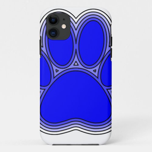 Dog Paw In Blue With Outlines iPhone 11 Case