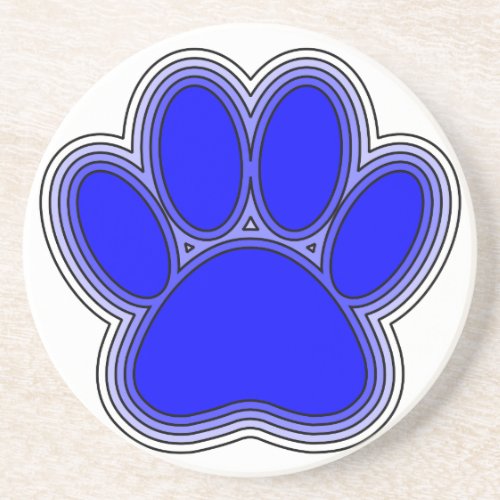 Dog Paw In Blue With Outlines Coaster