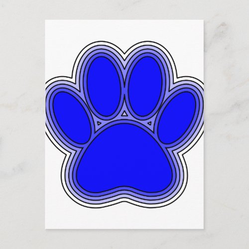 Dog Paw In Blue With Outlines Postcard