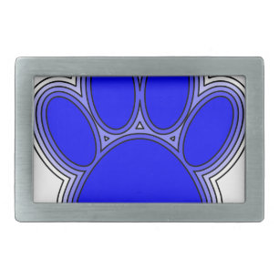 Dog Paw In Blue With Outlines Rectangular Belt Buckle
