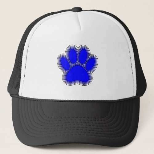 Dog Paw In Blue With Outlines Trucker Hat