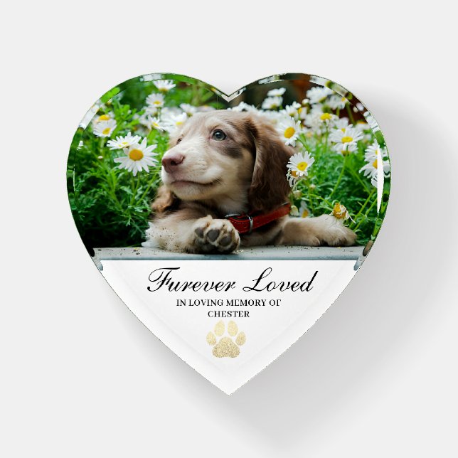 Dog Paw In Loving Memory Furever Loved Custom Paperweight (Front)