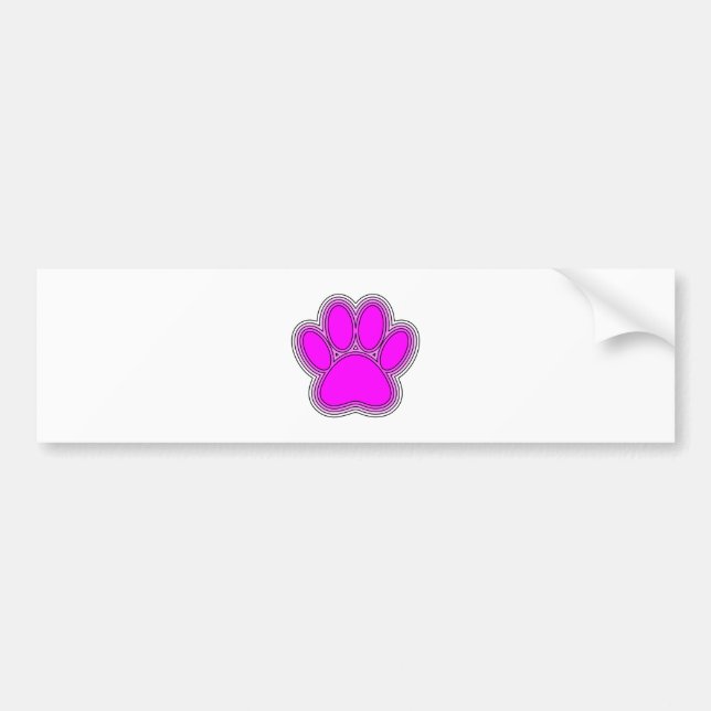 Dog Paw In Pink With Outlines Bumper Sticker (Front)