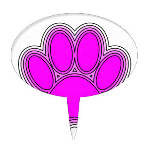 Dog Paw In Pink With Outlines Cake Topper