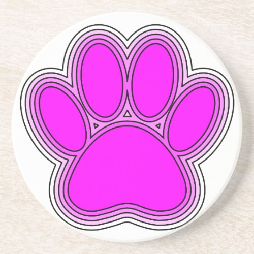 Dog Paw In Pink With Outlines Coaster