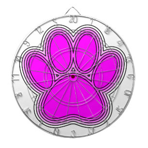 Dog Paw In Pink With Outlines Dart Board