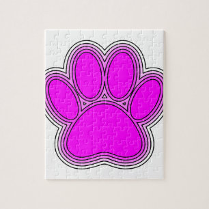 Dog Paw In Pink With Outlines Jigsaw Puzzle