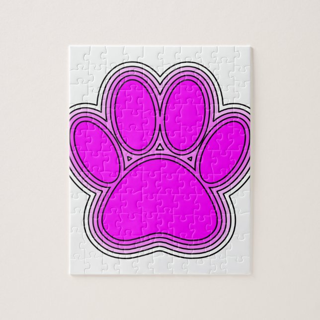 Dog Paw In Pink With Outlines Jigsaw Puzzle (Vertical)