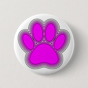 Dog Paw In Pink With Outlines Pinback Button