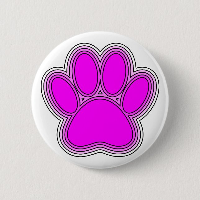 Dog Paw In Pink With Outlines Pinback Button (Front)