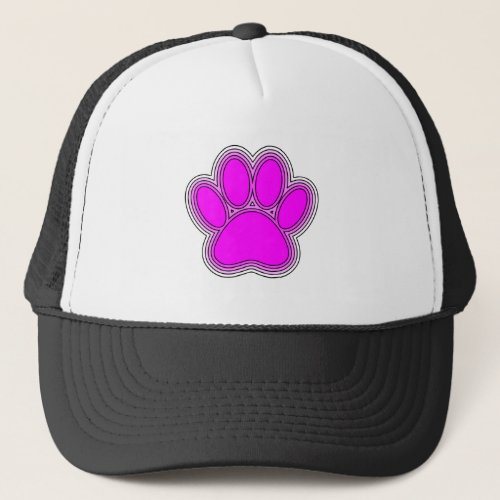 Dog Paw In Pink With Outlines Trucker Hat