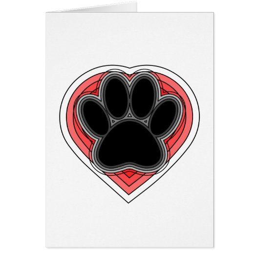 Dog Paw In Red Heart With Outlines (Front)