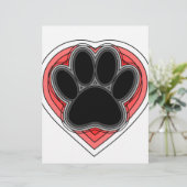 Dog Paw In Red Heart With Outlines (Standing Front)