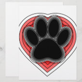 Dog Paw In Red Heart With Outlines (Front/Back)