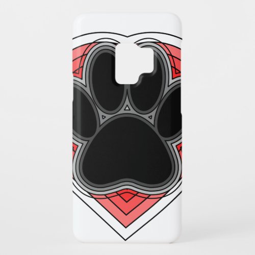 Dog Paw In Red Heart With Outlines Case_Mate Samsung Galaxy S9 Case