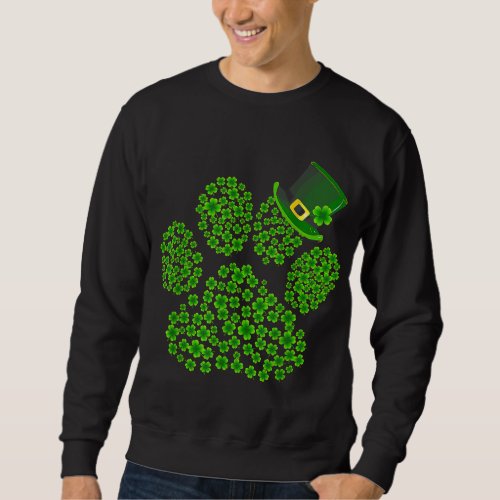 Dog Paw Leprechaun Dog Lover Shamrock St Patricks Sweatshirt