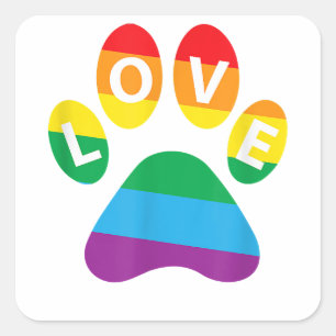 Dog Paw LGBT Supporter Gift Rainbow Paw Print LGBT Square Sticker