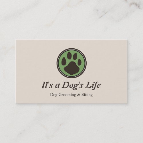 Dog Paw Logo Pet Sitting and Grooming Business Card