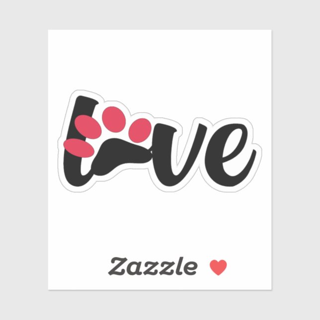 Dog Paw Love Tee, Animal Lover Sweatshirt Sticker (Sheet)