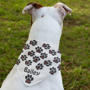 Dog Paw Love With Name Bandana