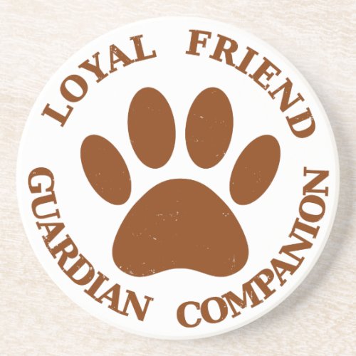 Dog Paw Loyal Friend Sandstone Coaster