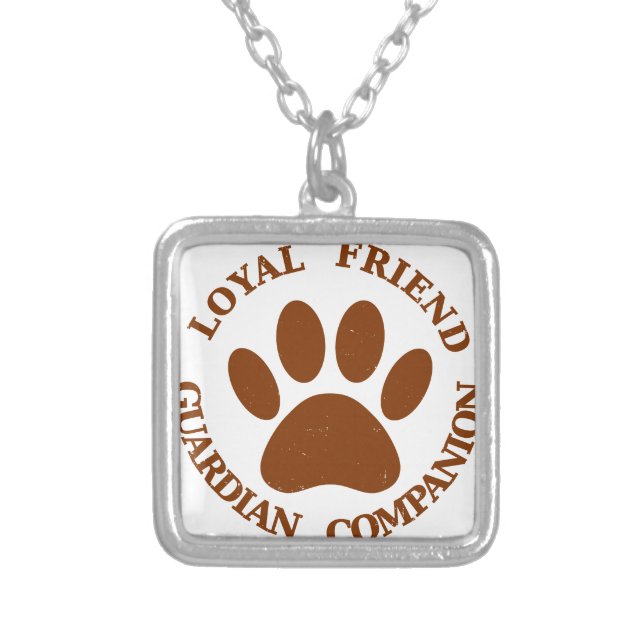 Dog Paw Loyal Friend Silver Plated Necklace (Front)