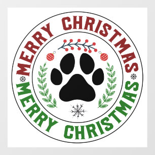 Dog Paw Merry Christmas Window Cling