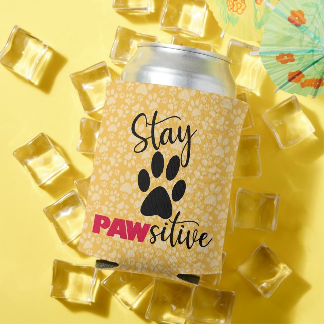 Dog Paw Motivational Pun Can Cooler (In Situ Summer)