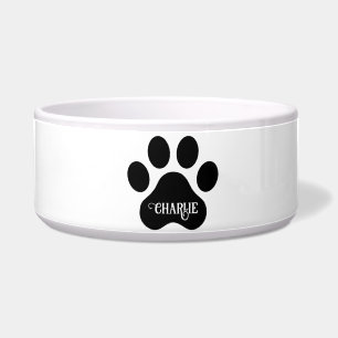 Dog Paw Name Silhouette Design Bowl