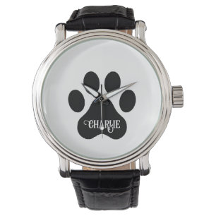 Dog Paw Name Silhouette Design Watch