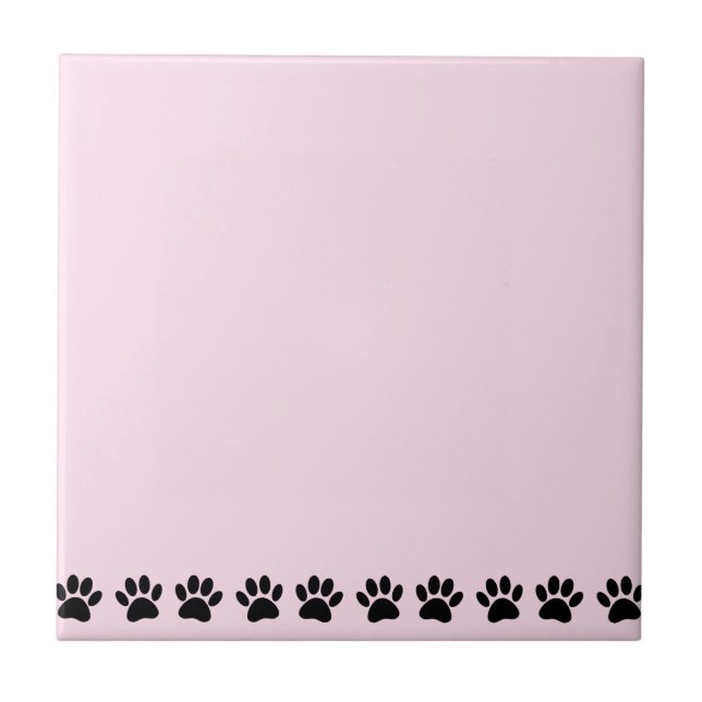 Dog Paw Pattern Light Pink Ceramic Tile (Front)