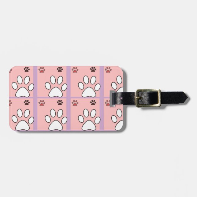 Dog Paw Pattern Luggage Tag (Front Horizontal)