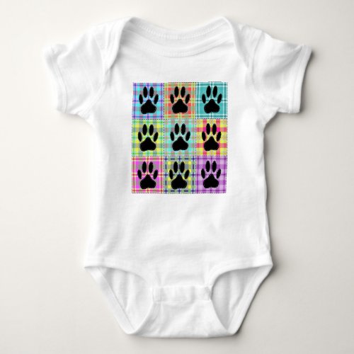 Dog Paw Pattern Quilt Baby Bodysuit