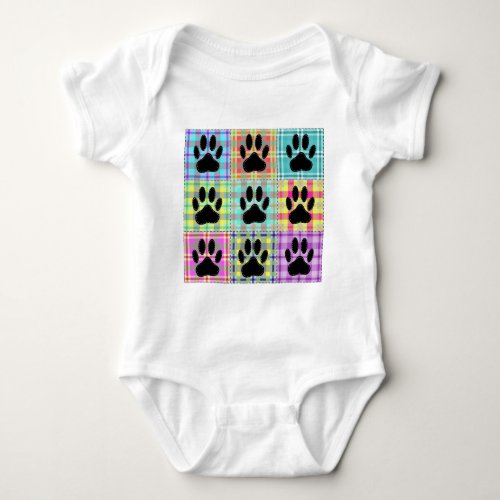 Dog Paw Pattern Quilt Baby Bodysuit