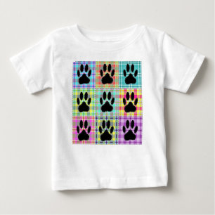 Dog Paw Pattern Quilt Baby T-Shirt
