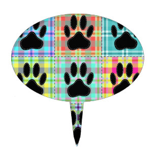 Dog Paw Pattern Quilt Cake Topper