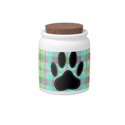 Dog Paw Pattern Quilt Candy Jar
