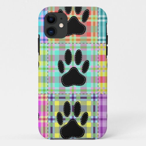 Dog Paw Pattern Quilt iPhone 11 Case