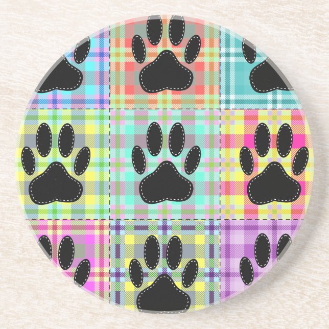 Dog Paw Pattern Quilt Coaster (Front)