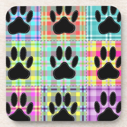 Dog Paw Pattern Quilt Coaster