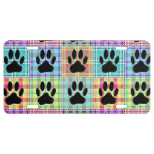 Dog Paw Pattern Quilt License Plate