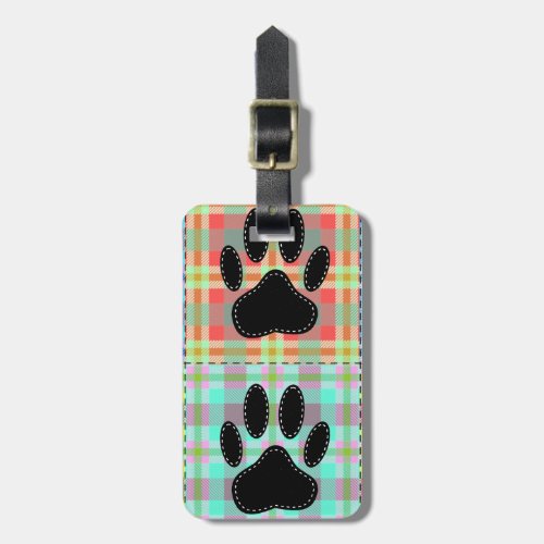 Dog Paw Pattern Quilt Luggage Tag