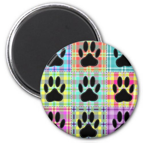 Dog Paw Pattern Quilt Magnet